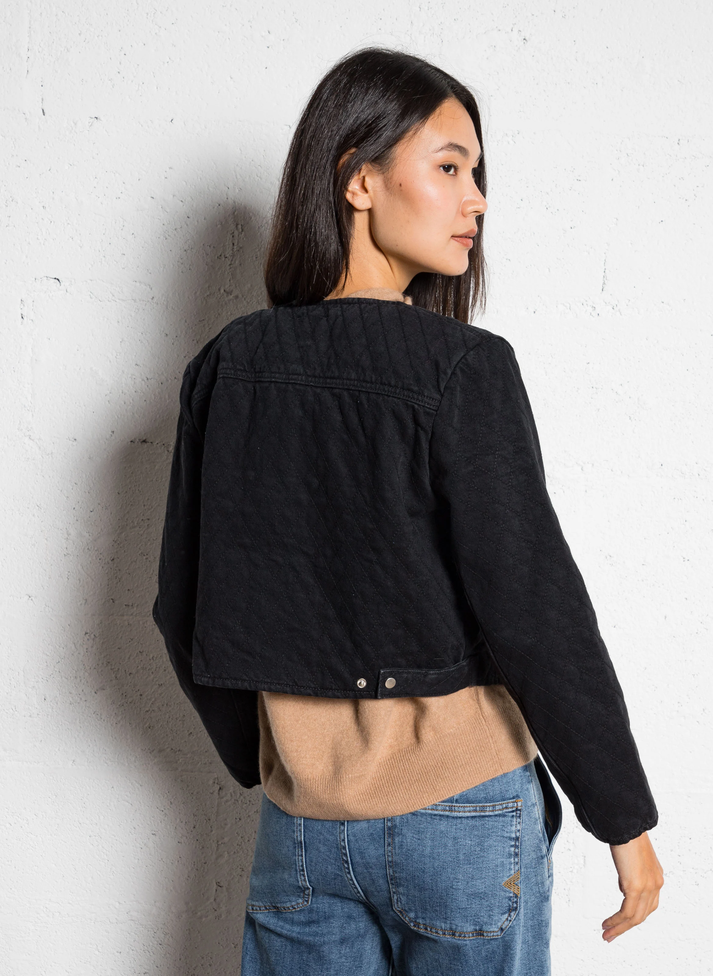 JUNON - Veste matelassée en denim | Noir