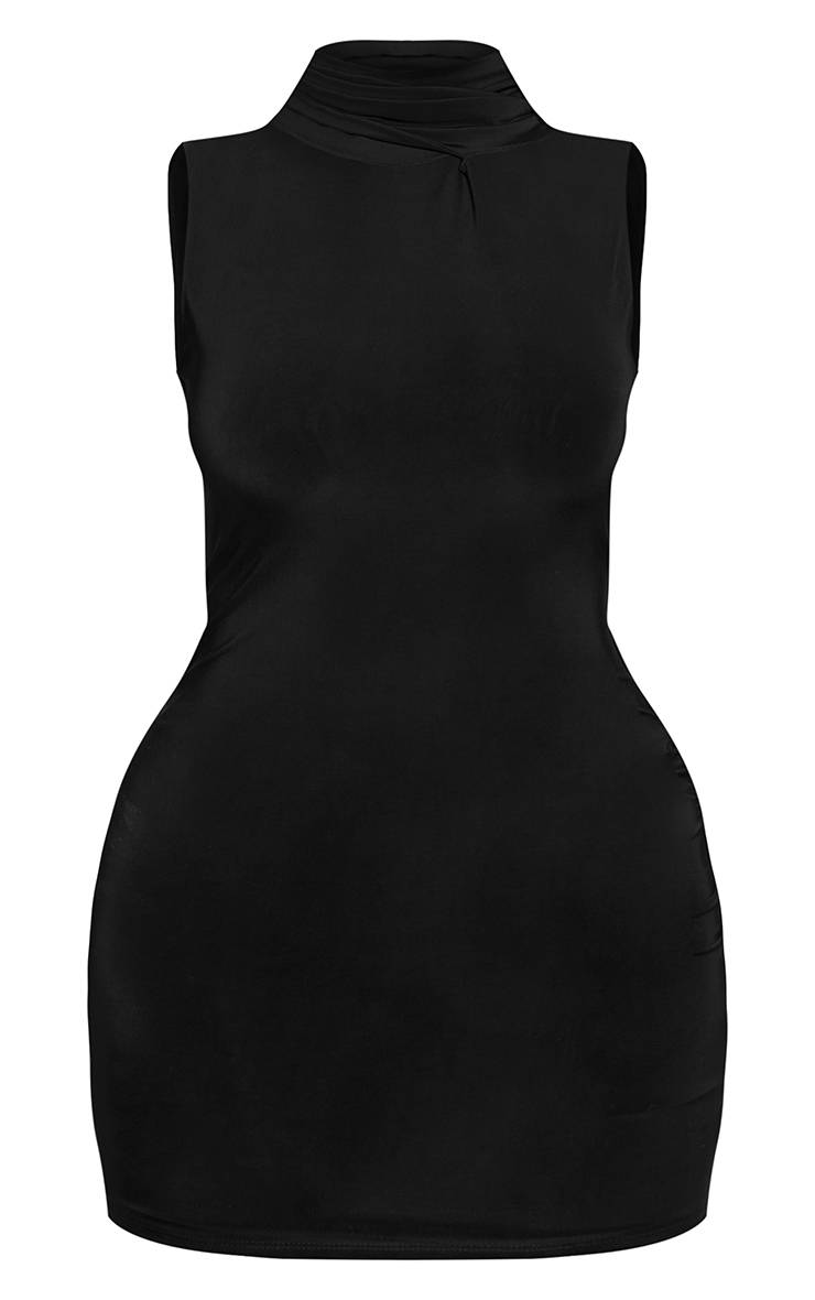 Robe Mini Moulante Sans Manches À Double Couche Avec Nœud Drapé