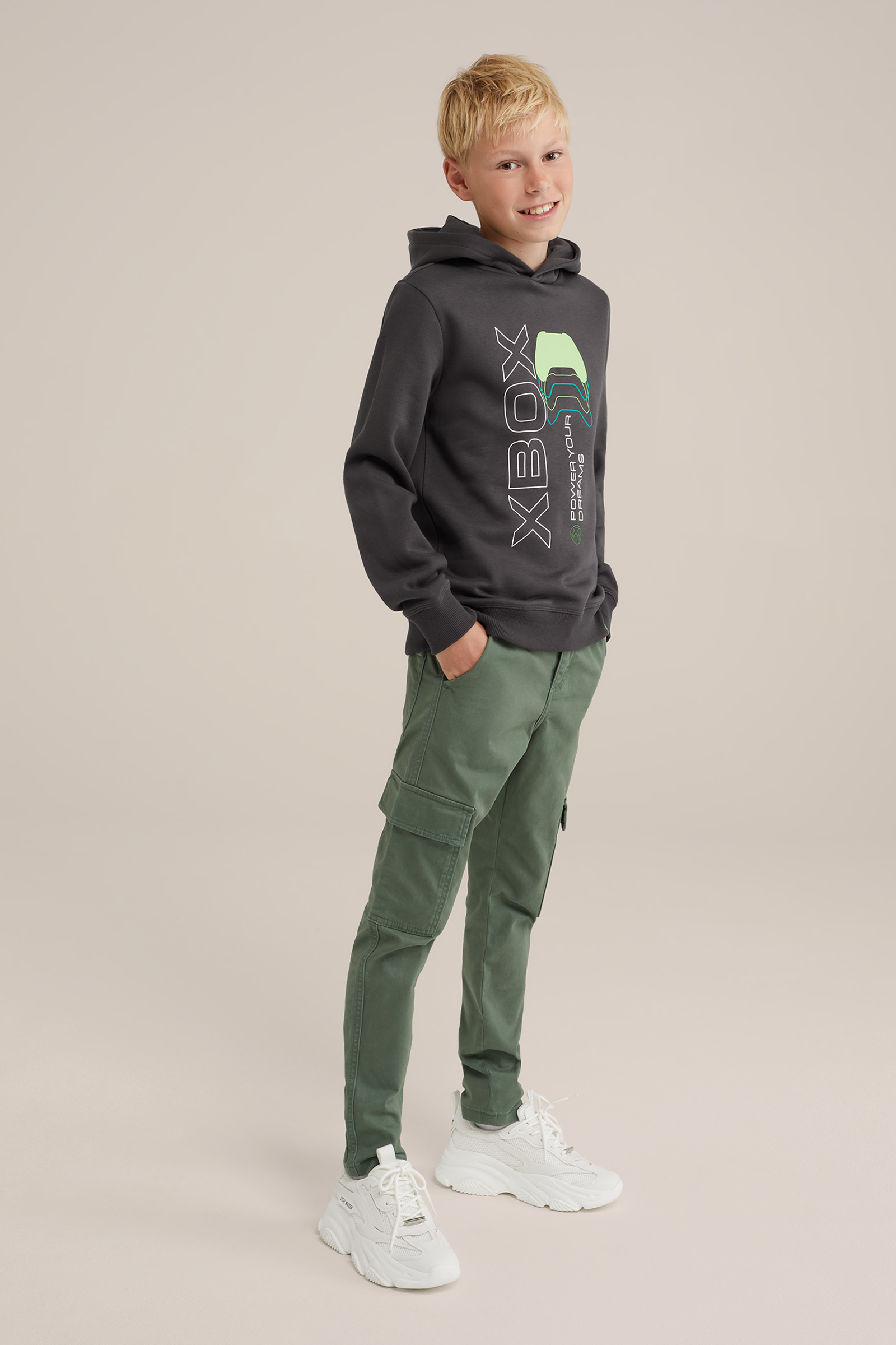 Jongens hoodie met opdruk WE Fashion Donkergrijs