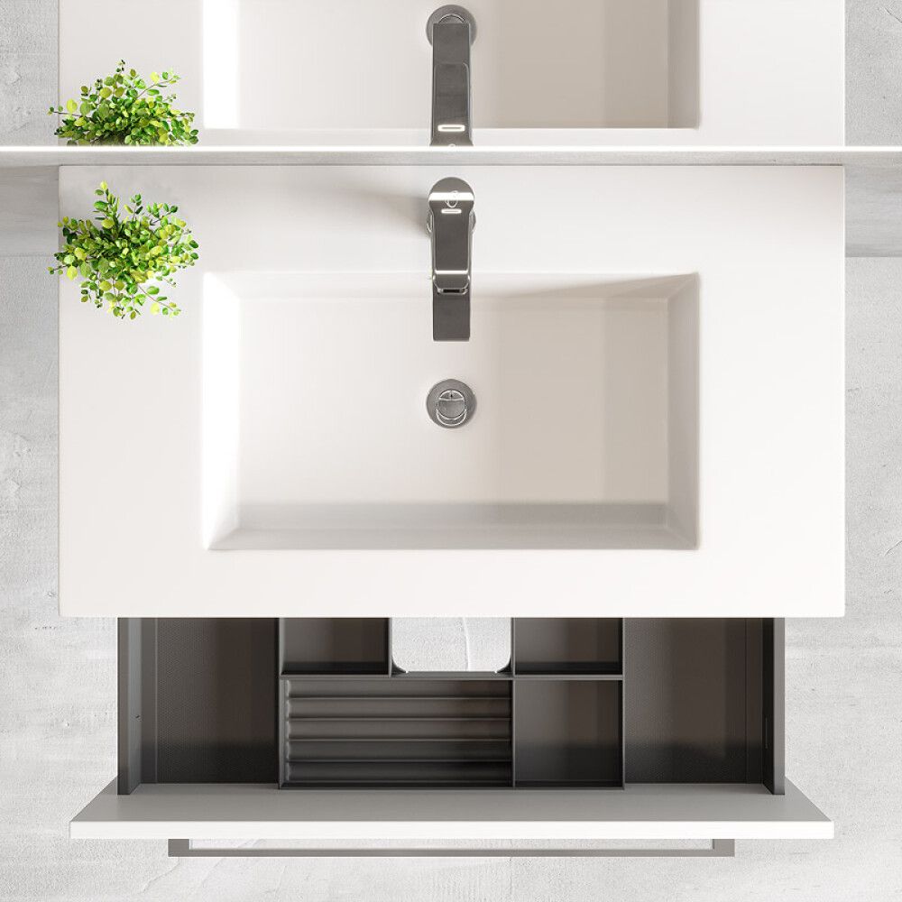BADEROMSMØBEL CAMARGUE IQ+ SLETT FRONT HVIT MATT 80CM