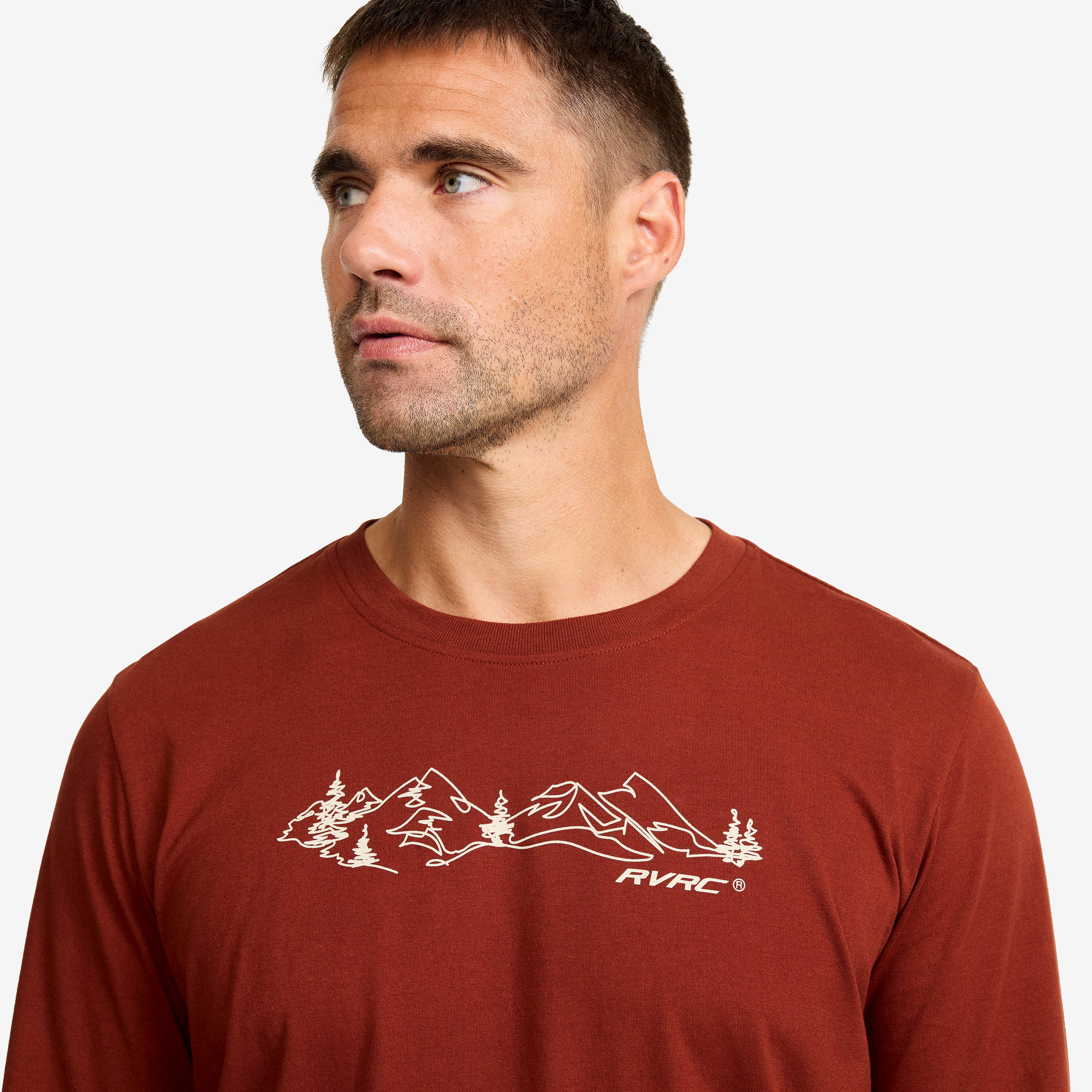 Easy Graphic Landscape Lines Long-sleeved T-shirt Herre Smoked Paprika