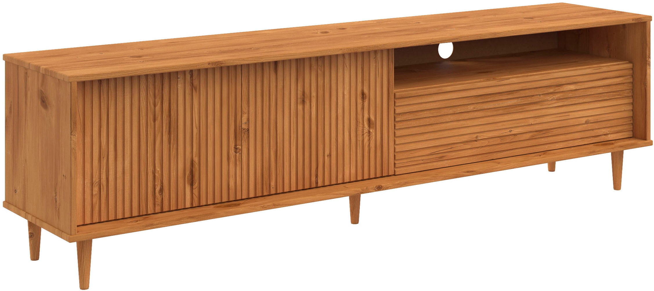INOSIGN Lowboard »Malmedy  Front mit gefrästen Rillen« TV-Kommode aus massivem Kiefernholz, Push-to-open, Breite 180 cm