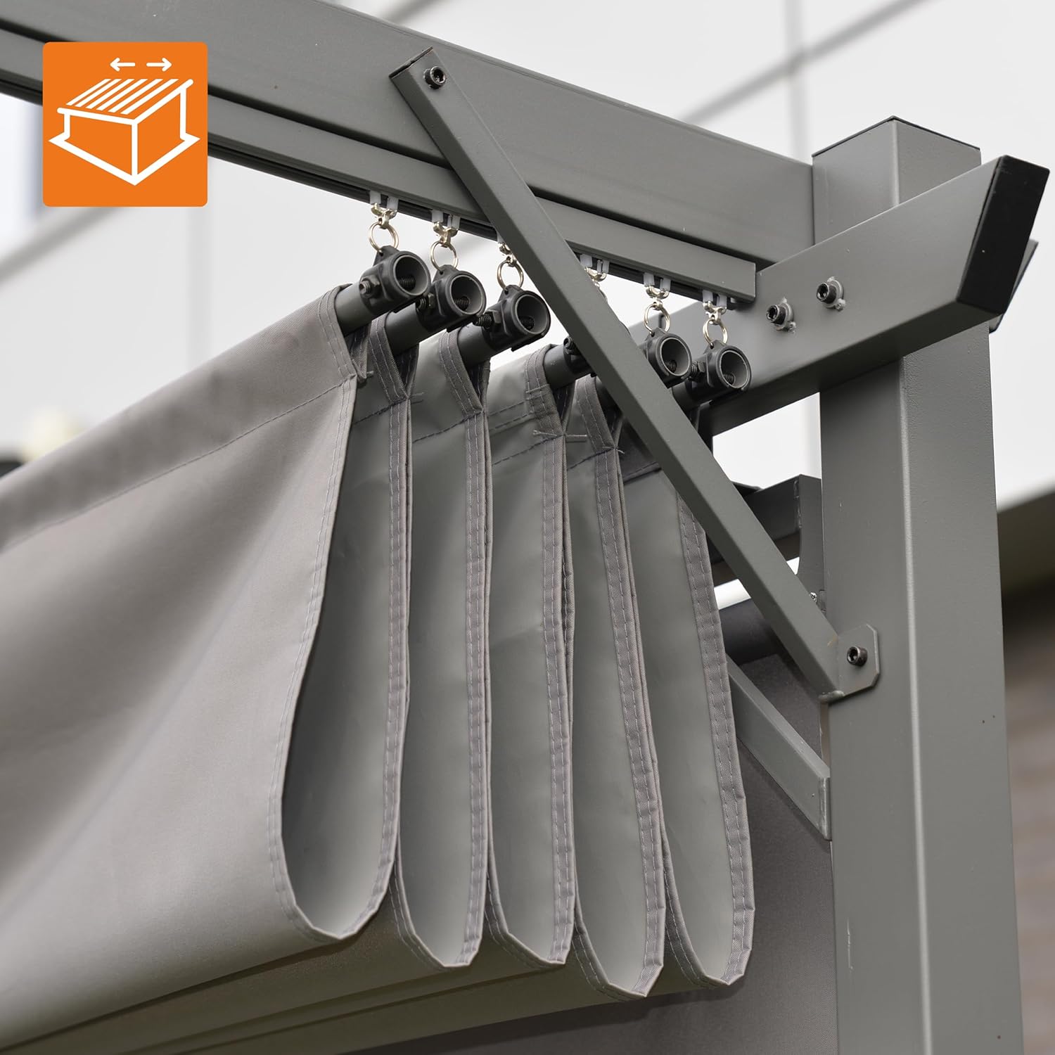 Grindi - Garten Pergola Pavillon mit einstellbarem Stoffdach - Irda IV, 3x6 m - wasserdichtes & stabiles Sonnenschutz für Terrasse und Freistehender, Carport-Pavillon, Grillpavillon, Markise