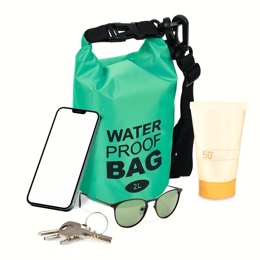 Sac de plage étanche 2L polyester vert et noir