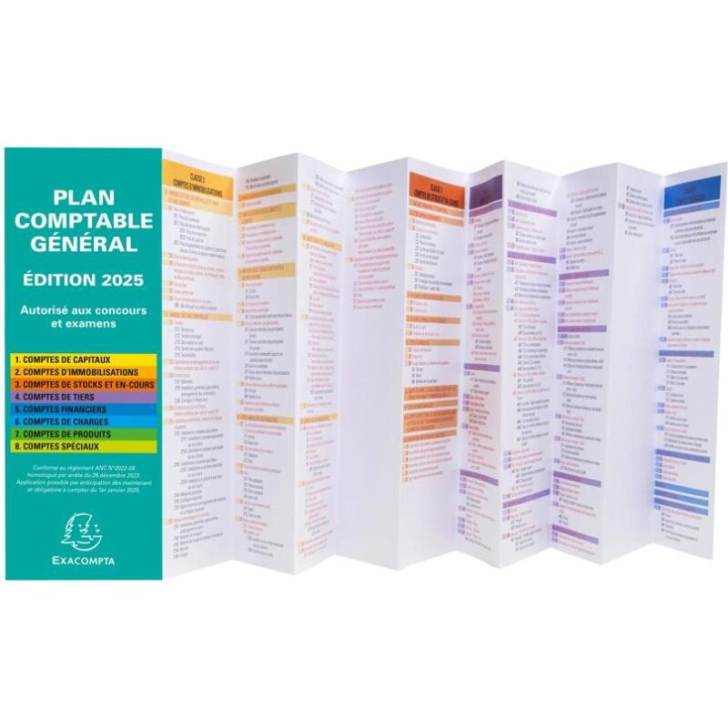 Plan comptable général accordéon 19x7,5cm - Vert
