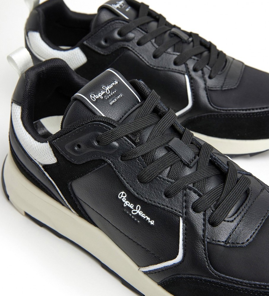 Tênis de couro preto Pepe Jeans Joy