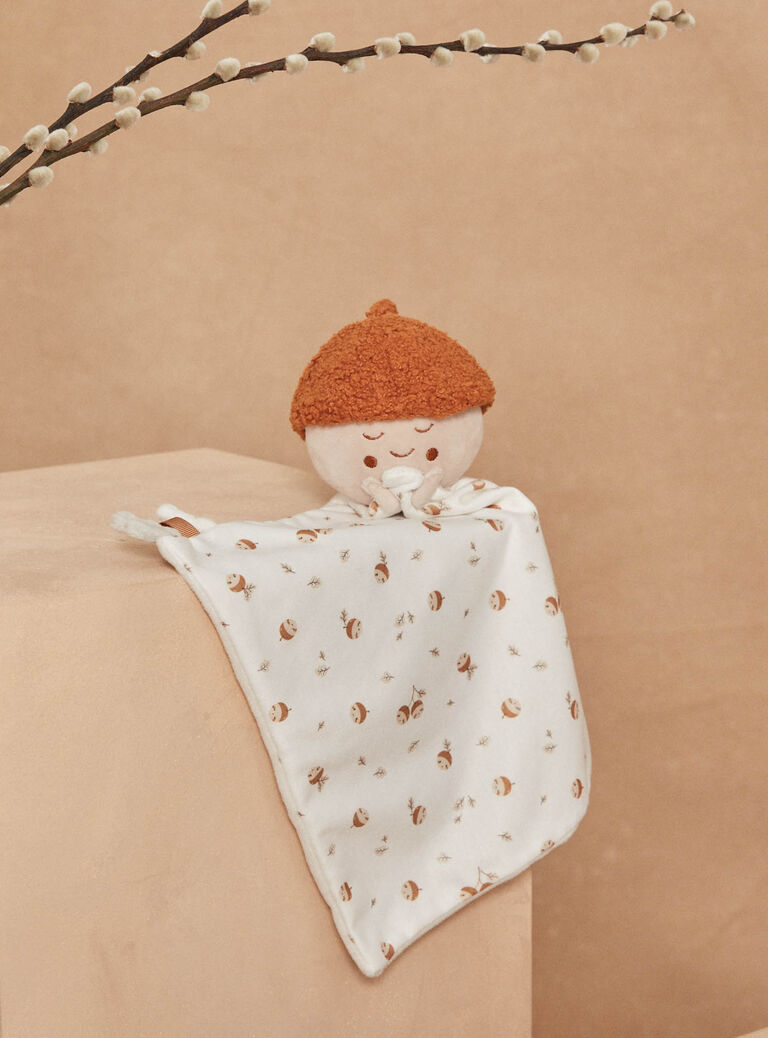 Doudou de naissance Petit Gland caramel et blanc