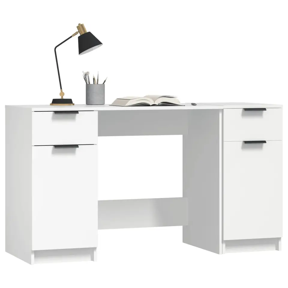 vidaXL - Bureau - Wit - Bewerkt hout