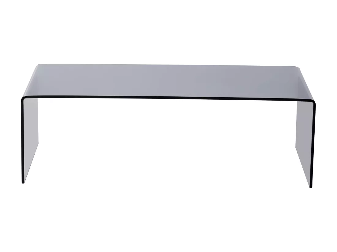 Table basse en verre trempé courbé et fumé - Noir - ALONZO