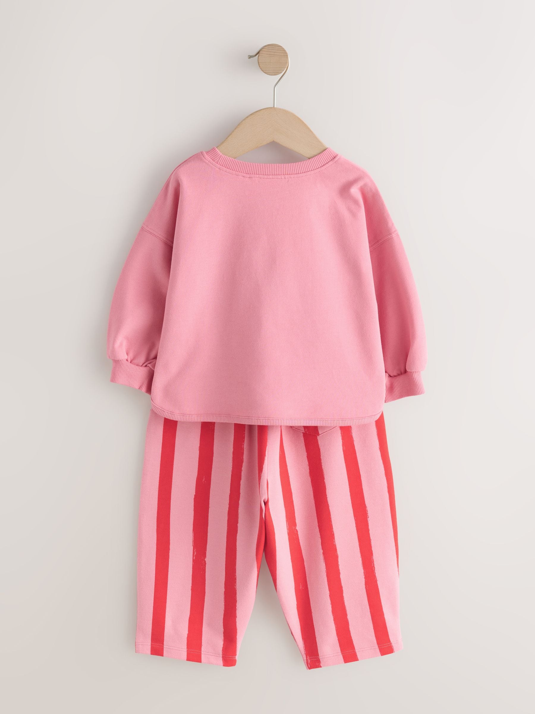 Pink Padded Cherry - Set met top met lange mouwen en broek met wijde pijpen (3mnd-7jr)