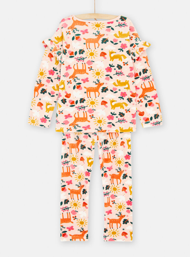 Ensemble pyjama rose et orange à imprimé animaux