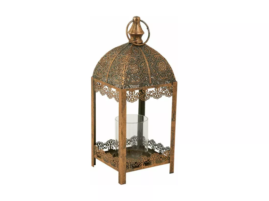 Bougeoir en métal doré 14x14x36h