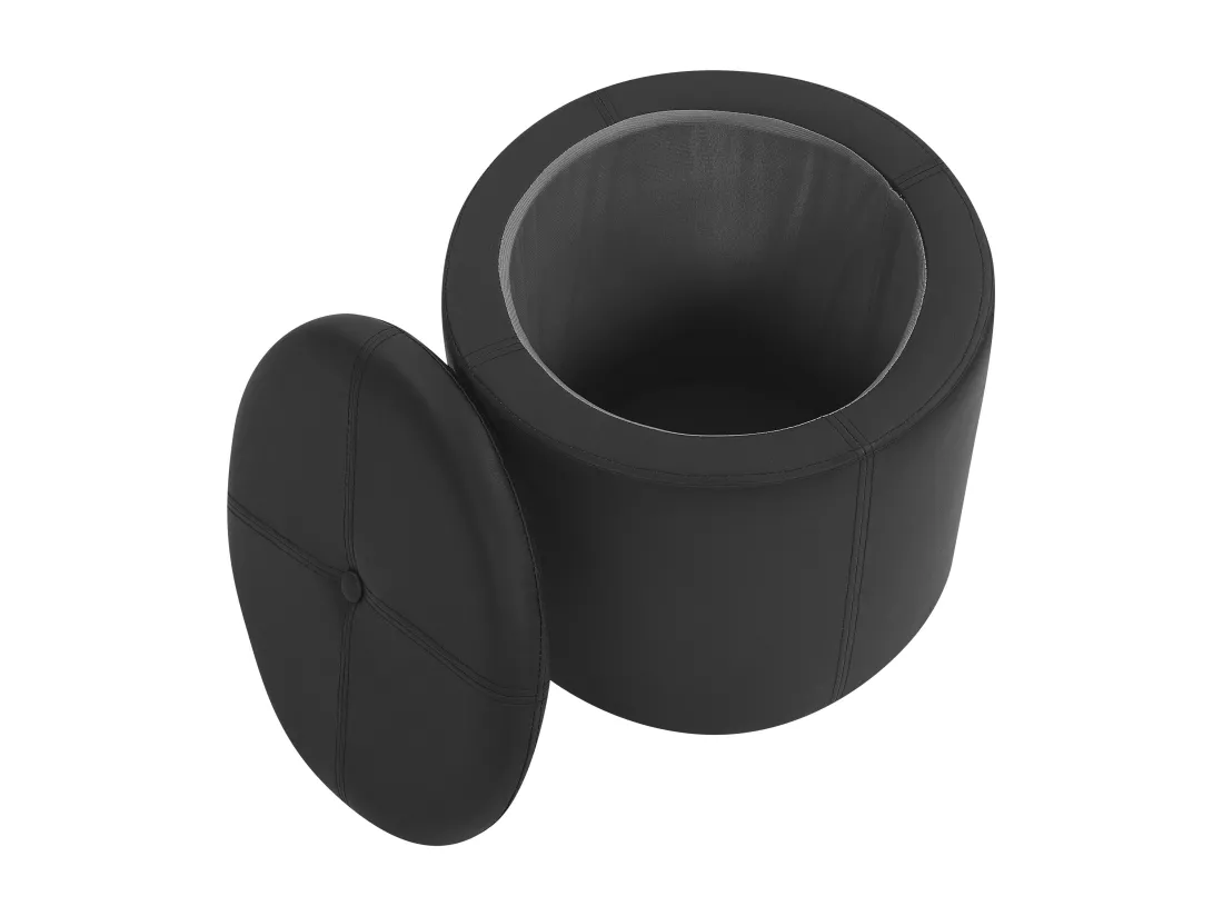 Pouf coffre en cuir PU noir MARYLAND