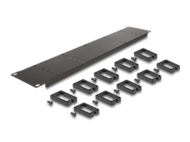 Delock Kabelführungspanel 10 Kunststoffbügel 2 HE , Schwarz Delock 19″ Kabelmanagement Rangierpanel mit 10 Kunststoffbügel 2 HE, Schwarz