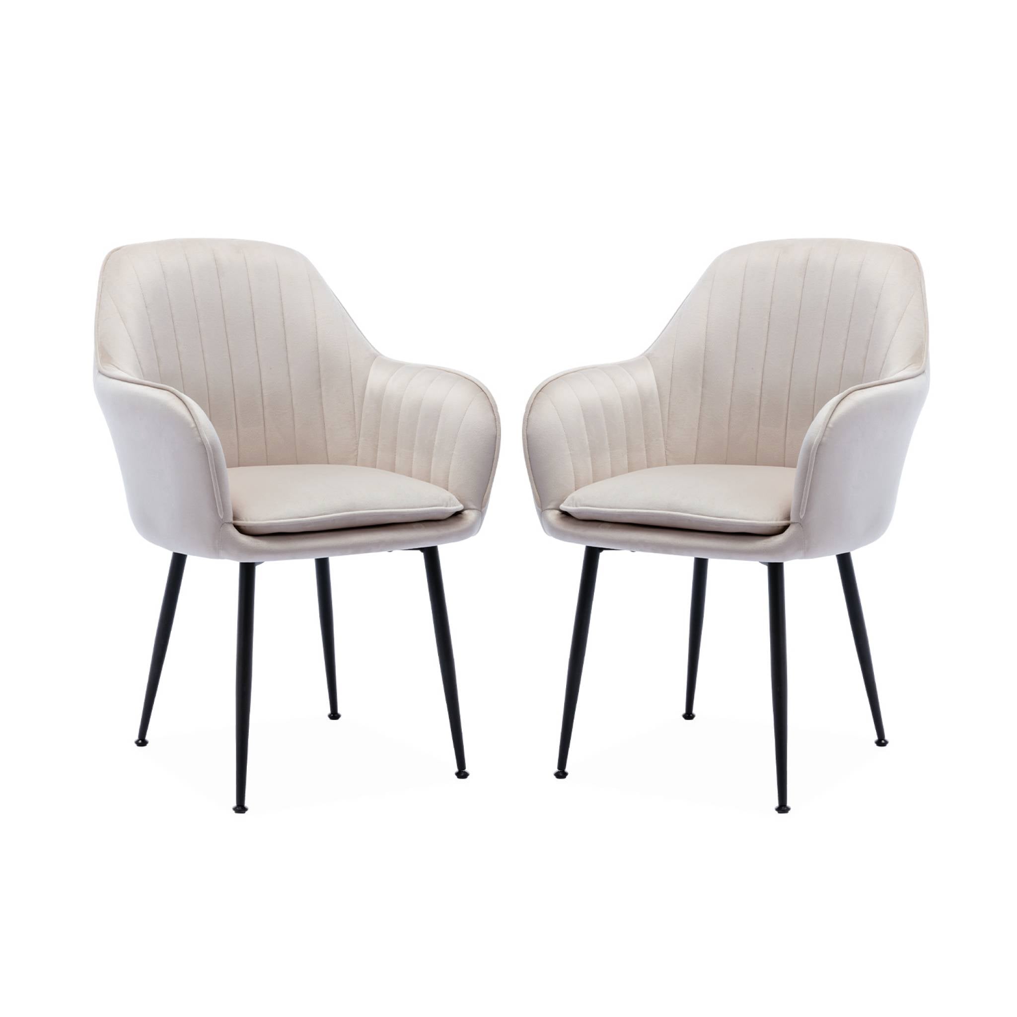 sweeek - Velours fauteuil met metalen poten (set van 2)