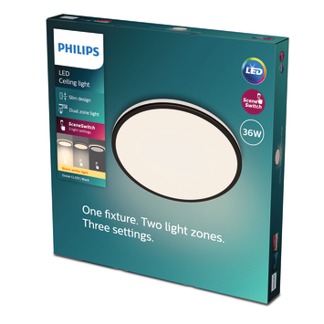 Philips plafonnière Ozziet zwart 1x36W
