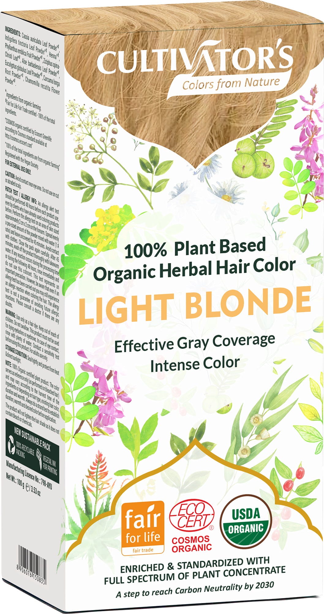 CULTIVATOR'S  Organic Herbal Hair Color Light Blonde, 100 g