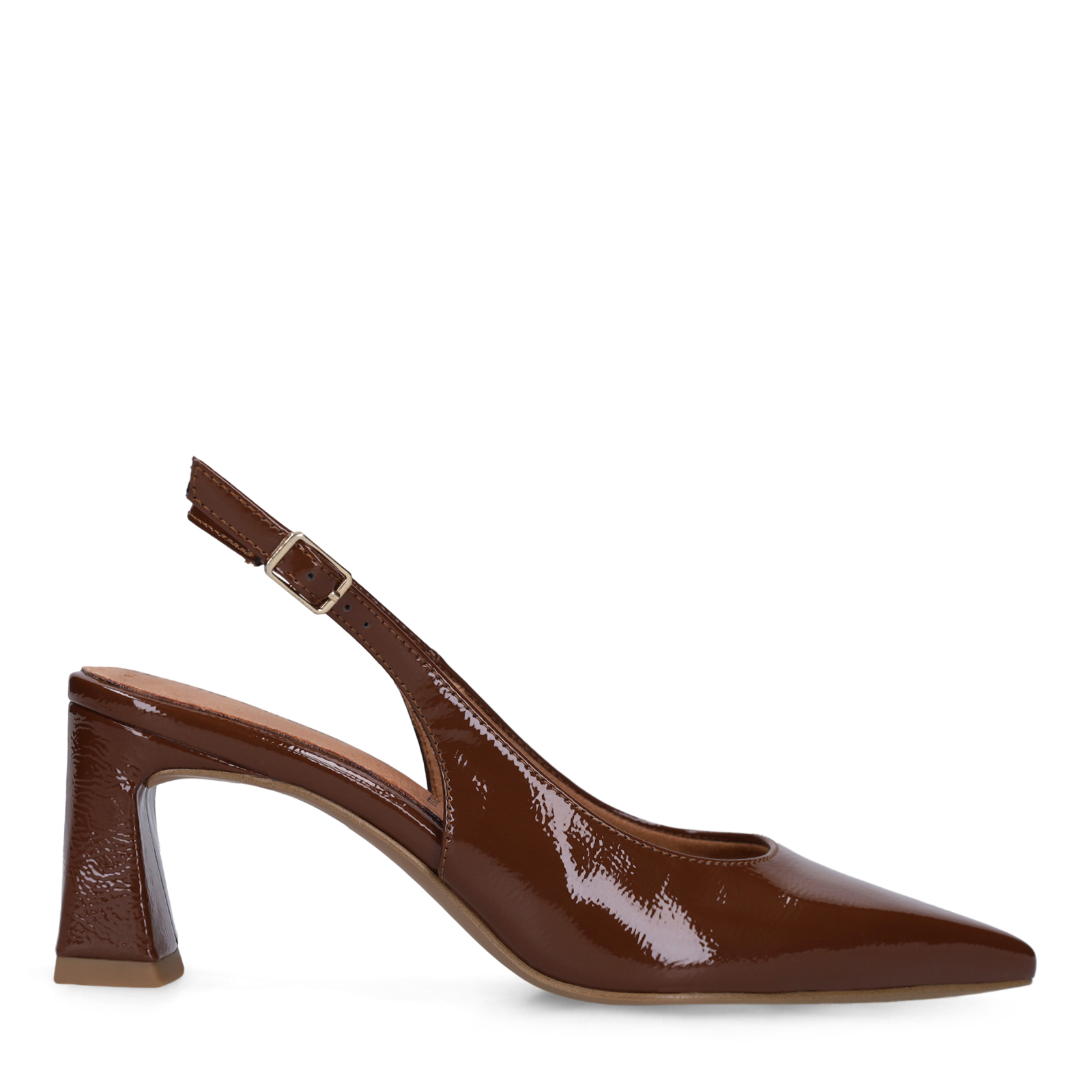 Bruine lak slingbacks