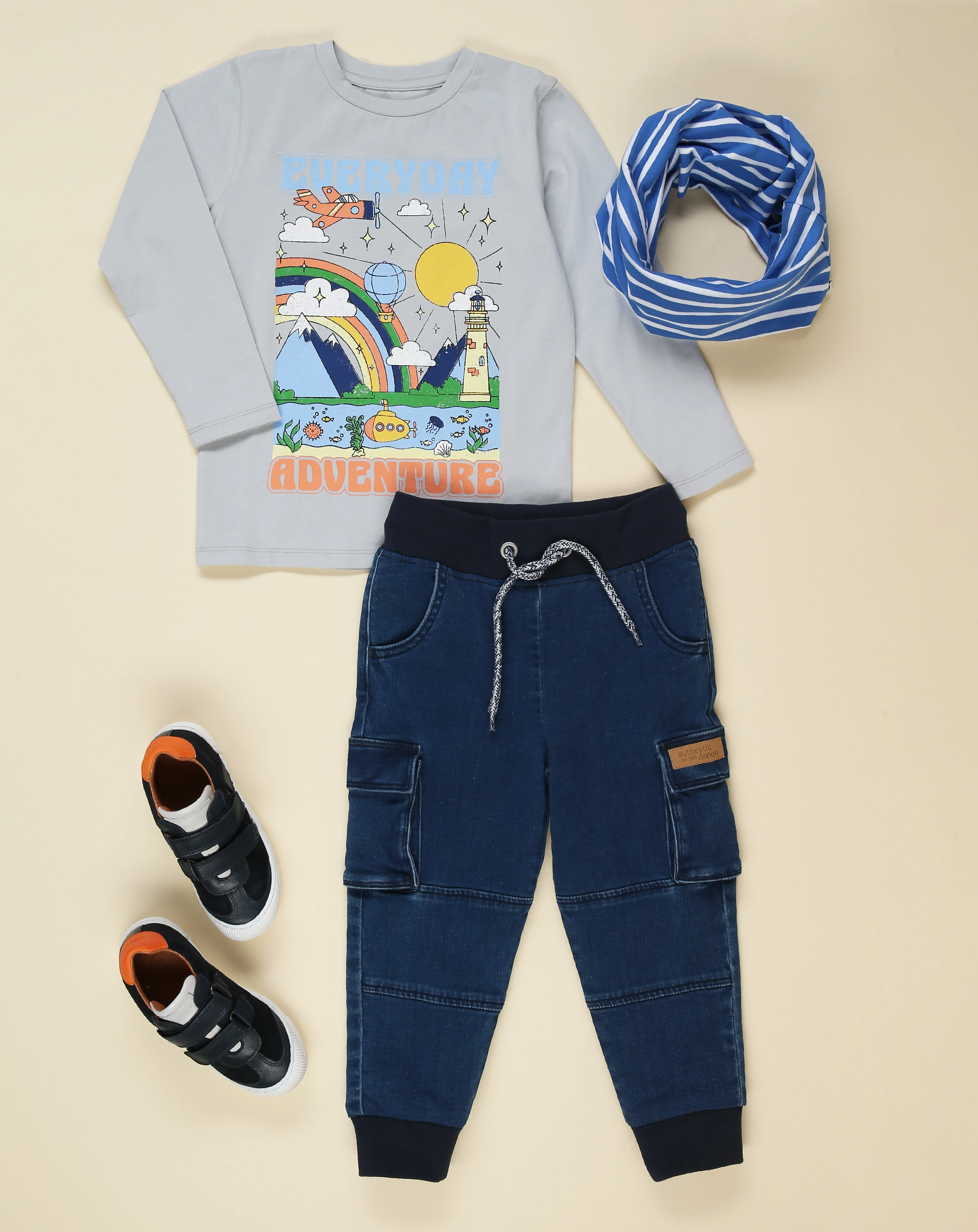 Denim-Cargohose CLASSIC in mittelblau