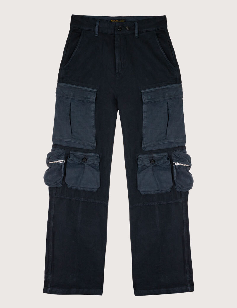 REPLAY PANTALON FEMME COMBAT MILVA NOIR