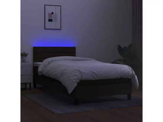 Sommier tapissier avec matelas et LED Noir 90x190 cm Tissu