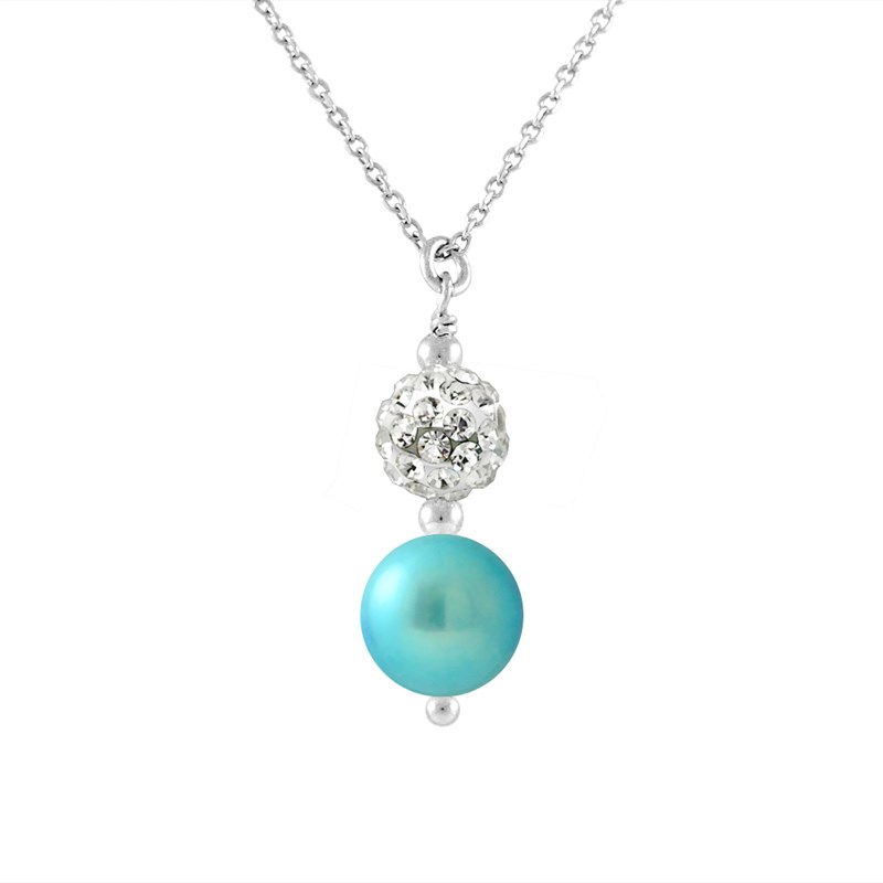 Collier - Cristal blanc - Perle de culture d'eau douce - Argent 925
