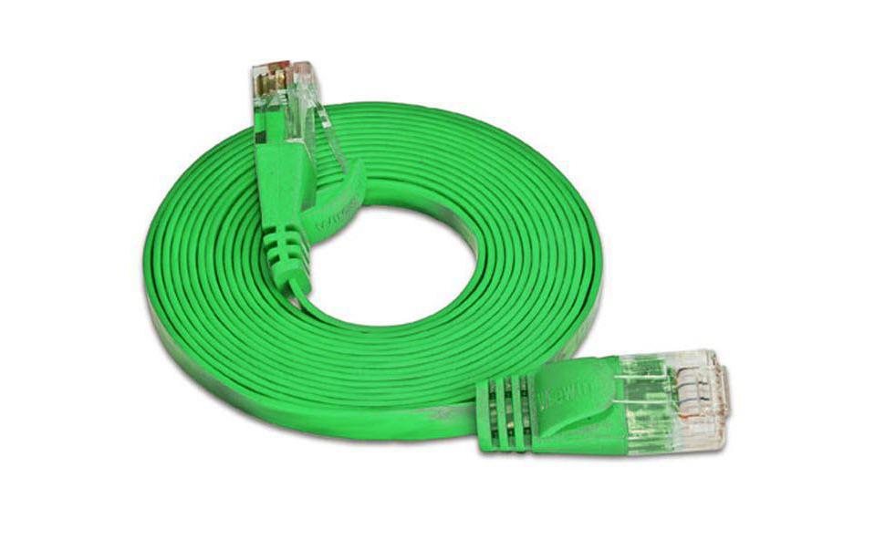 Slimpatchkabel RJ-45 - RJ-45, Cat 6, UTP, 0.5 m, GrünUnscreened/Unshielded Twisted-Pair-Kabel (UTP) mit Klinkenschutz