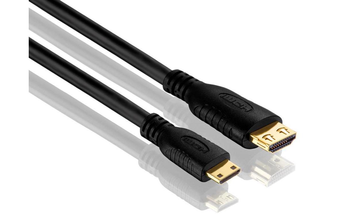 Kabel HDMI - Mini-HDMI (HDMI-C), 3 mHigh Speed Mini HDMI Kabel mit Ethernet Kanal, 3 Meter, schwarz