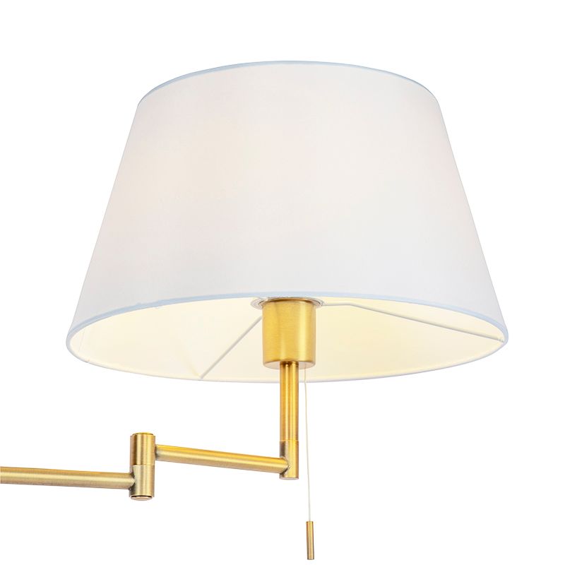 Vloerlamp brons met witte kap en verstelbare arm - Ladas Deluxe