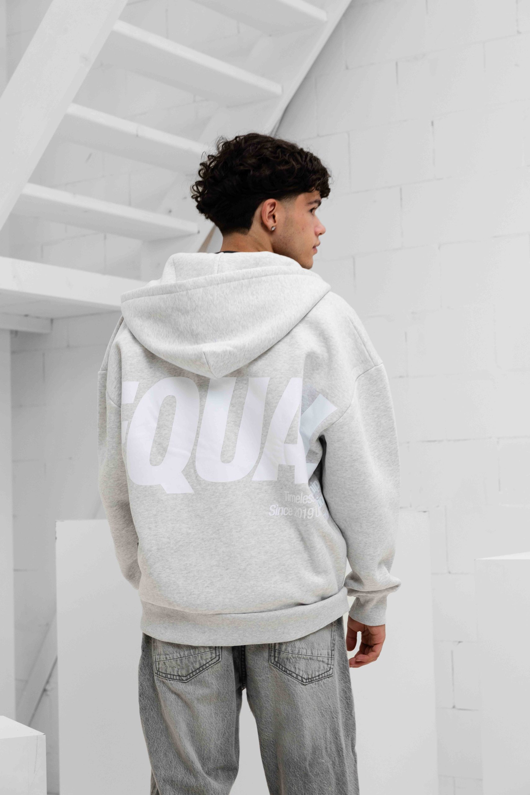 Equalité Elia Oversized Full Zip Hoodie Heren Lichtgrijs