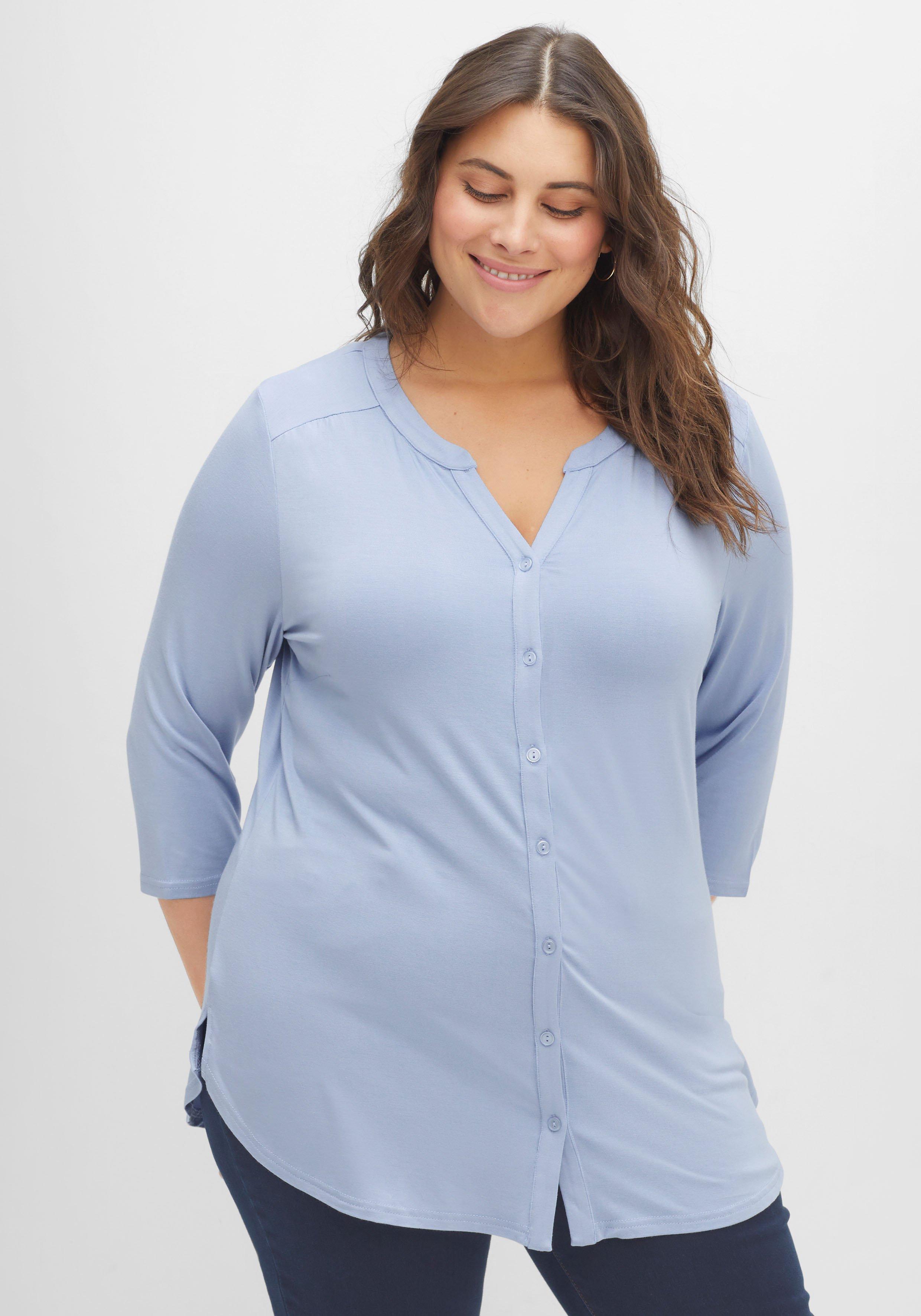 Shirtbluse mit 3/4-Arm und Kräuseldetails