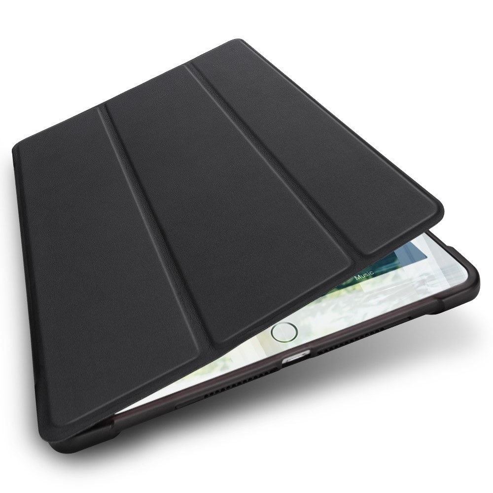 iPad 9.7 (2018/2017) / iPad Air / iPad Air 2 Slim Smart Cover Hülle Gummi Case   Apple Pencil Halterung - Schwarz / Transparent
