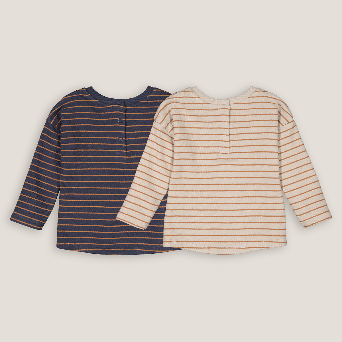 COLEÇÃO LA REDOUTE<br>Conjunto de 2 camisetas listradas de manga comprida