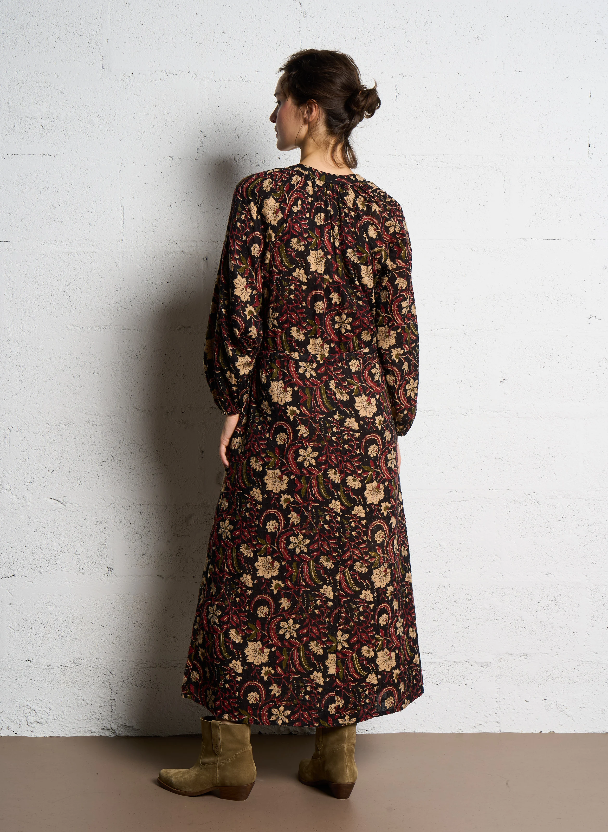 BOTANIC ANTONELLA - Robe longue col rond en coton imprimé | Multicolore