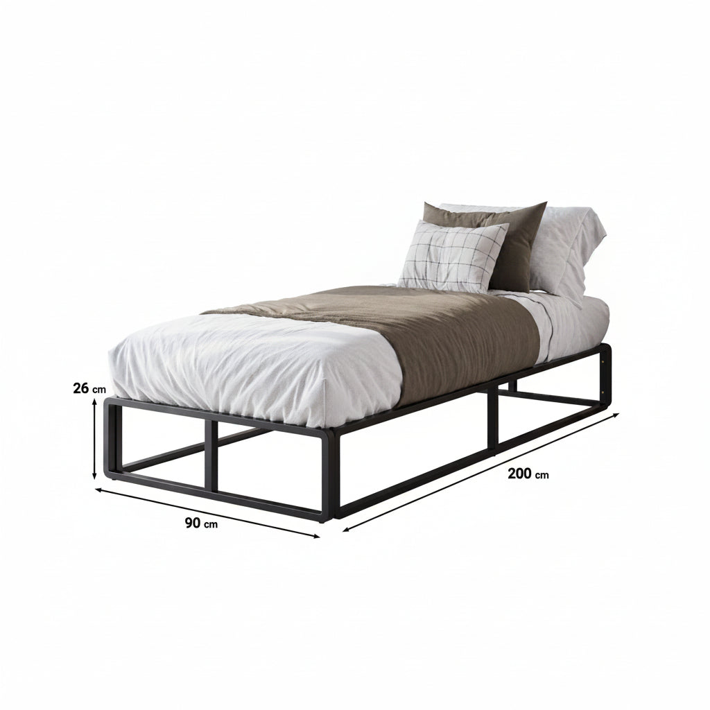 Andrea - Eenpersoonsbed - Metaal zwart - 90x200 cm
