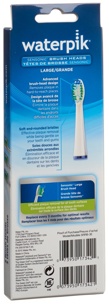 Waterpik Aufsteckbürsten Standard<br>3 Stück, SRRB-3E