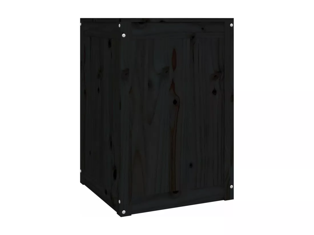 Boîte à linge Noir 44x44x66 Bois massif de pin