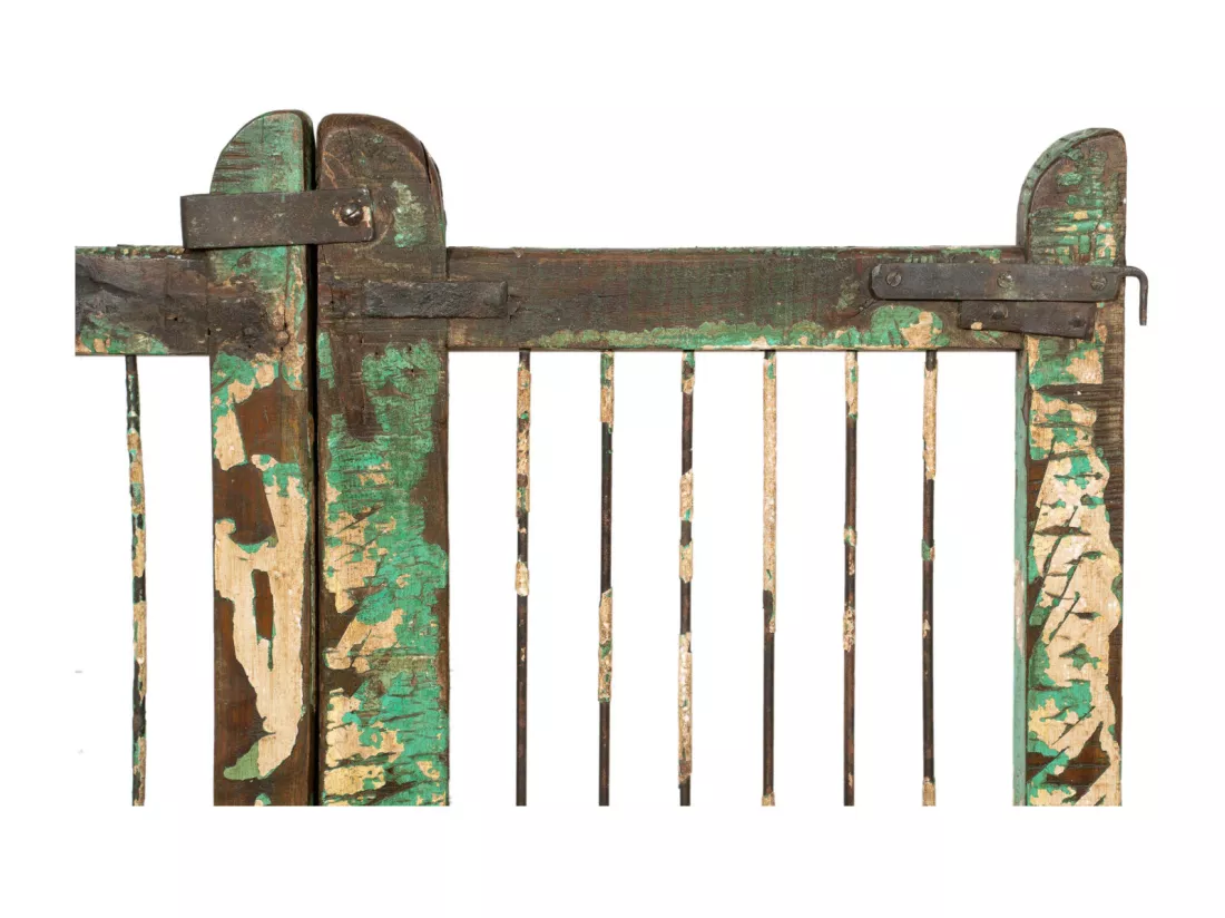 BISCOTTINI Portail - Bois massif et fer finition antique -Portail en métal - Porte décorative - Portail d'entrée -Extérieur - 90x6x100cm