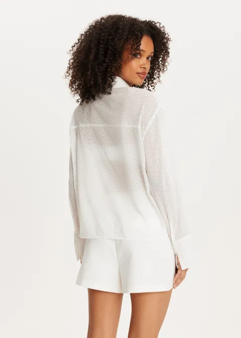 Blouse met stippendetails off-white (WIT.O)