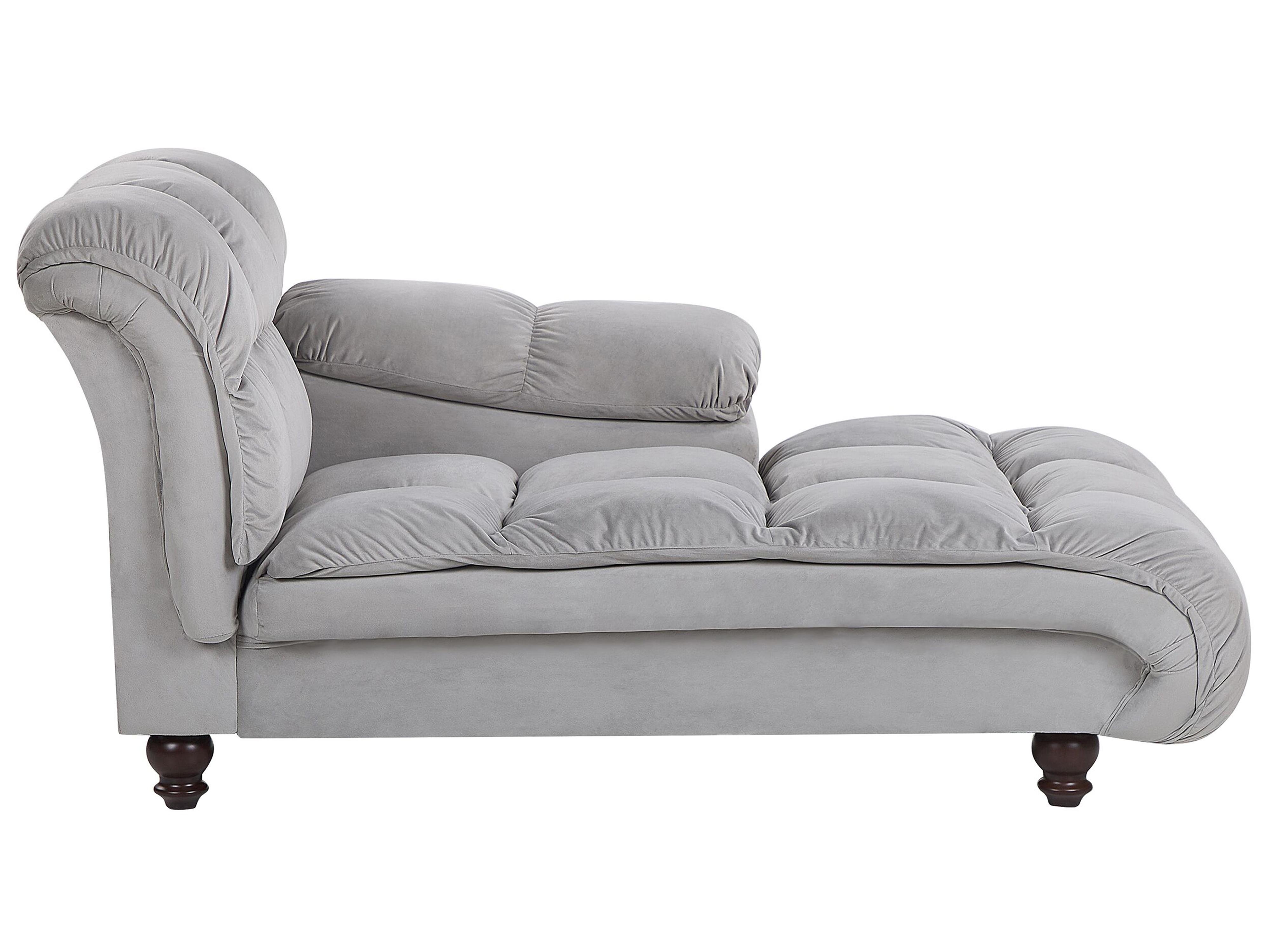 Linkszijdige chaise longue LORMONT Fluweel Lichtgrijs