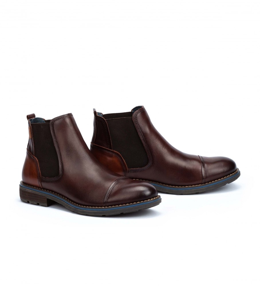 Botas de cano curto Pikolinos York M2M-8016 em couro marrom escuro