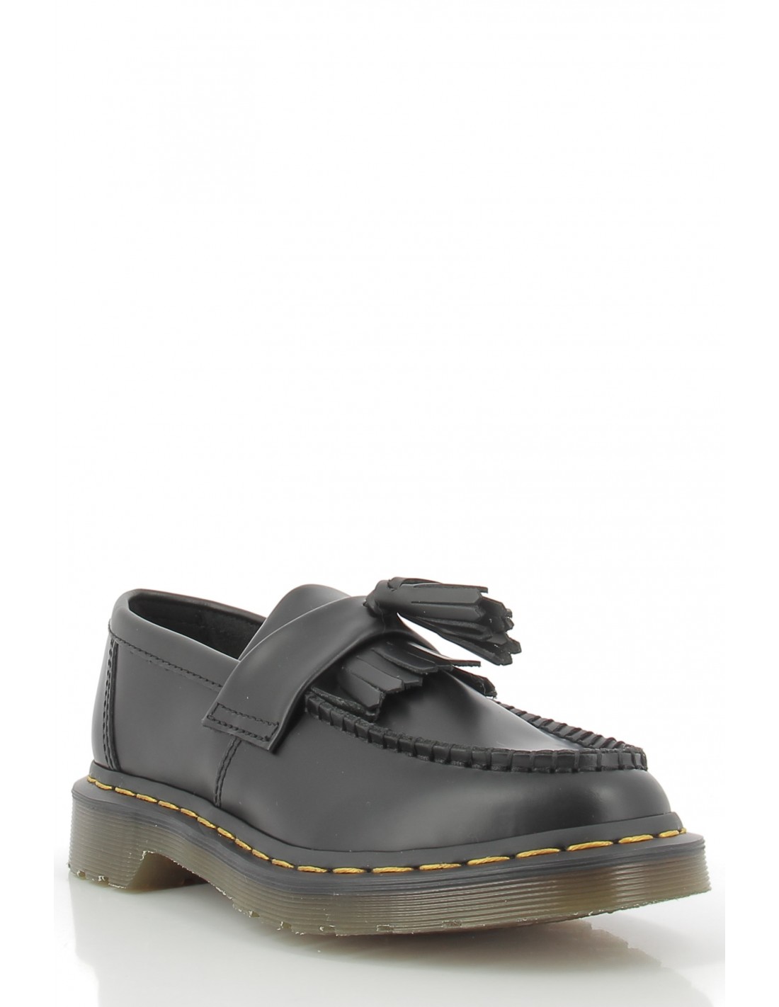 dr martens mocassins pampilles femme adrian yellow stitch cuir smooth noir