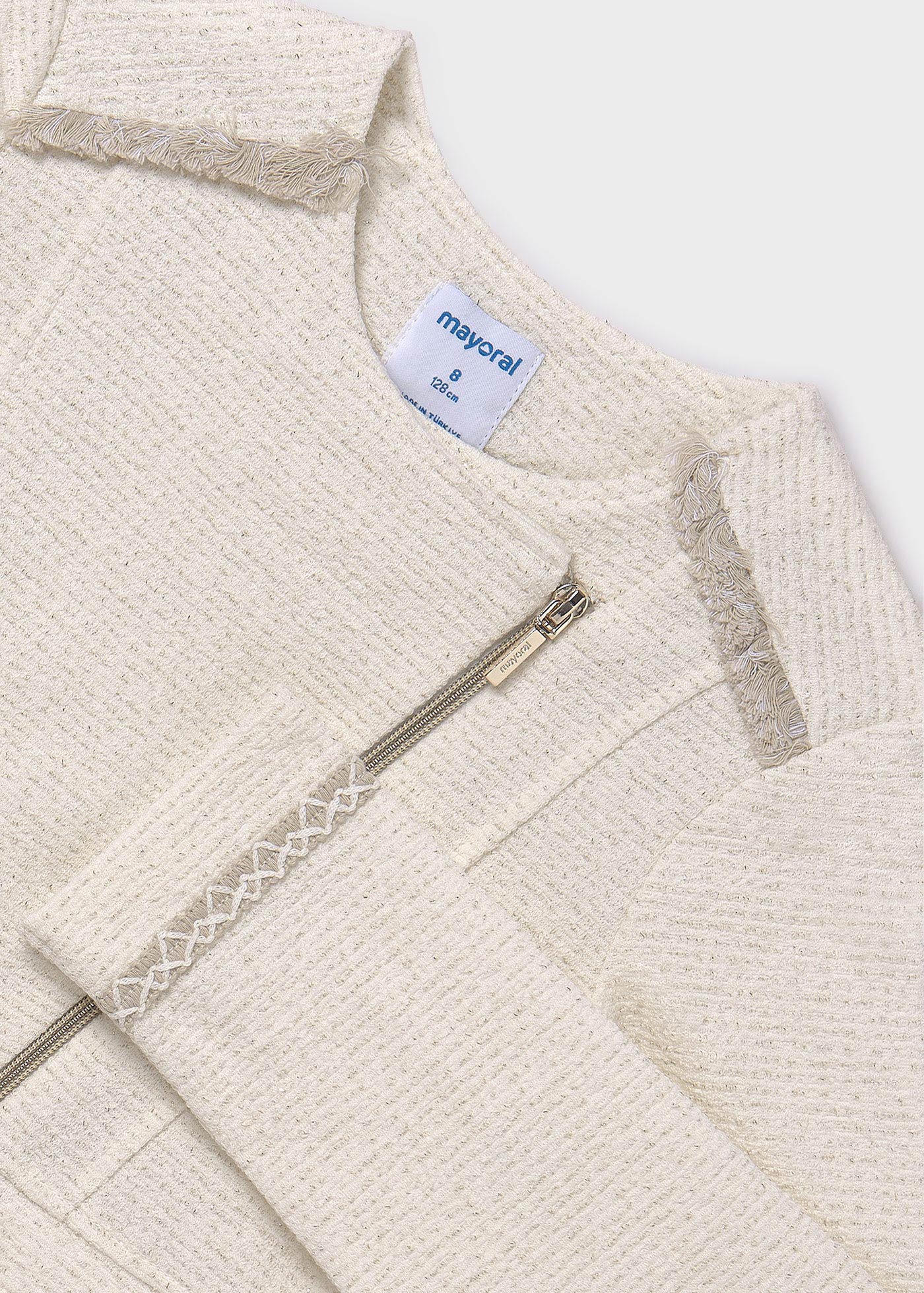 Jaqueta feminina de tweed, cru