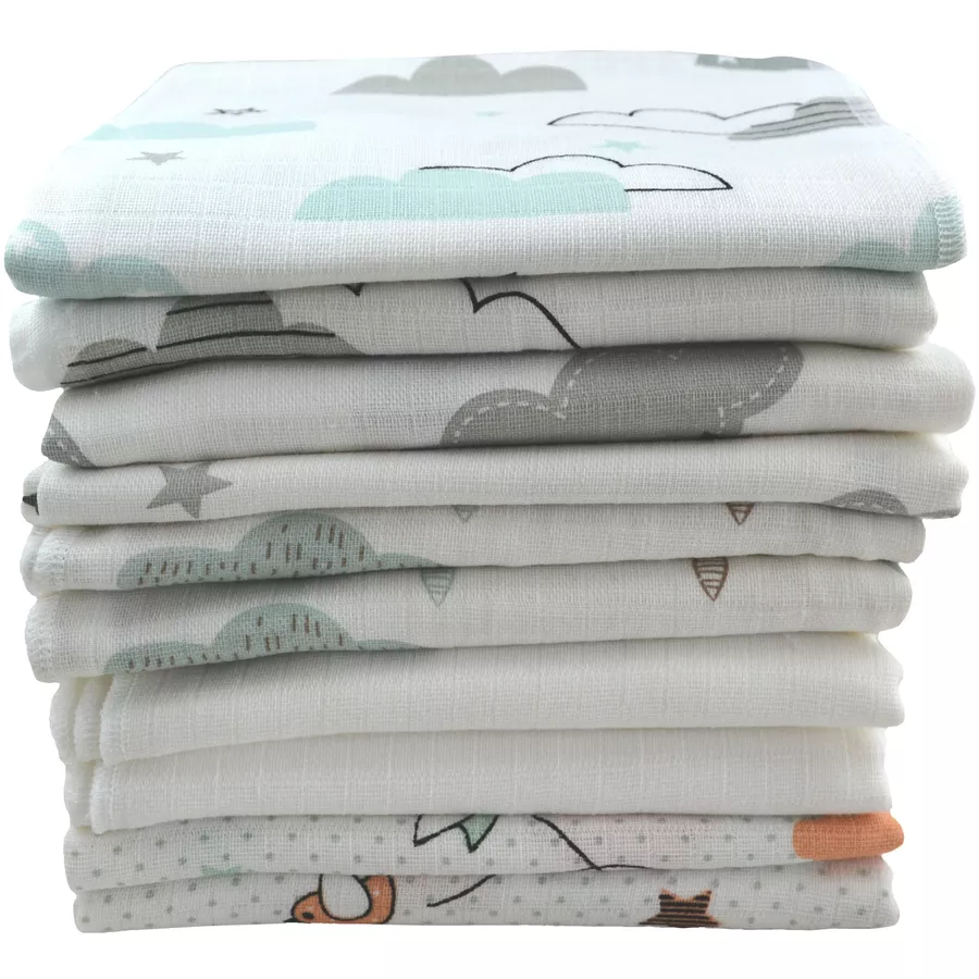 M.M.C. Mullwindel 10 PACK Mix 80x70 cm Mulltücher Unisex Wolken