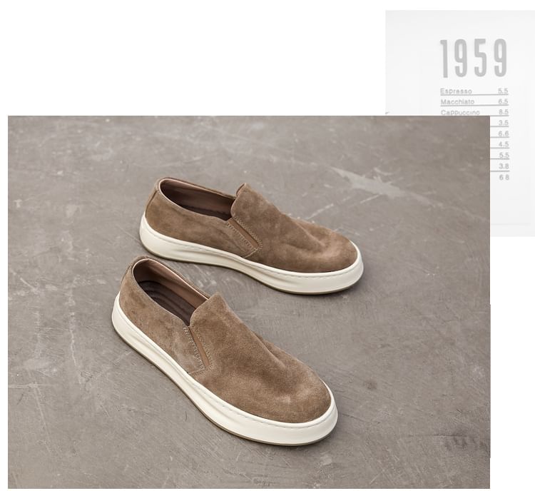 VEAZ - Platform Plain Faux Suede Slip-Ons