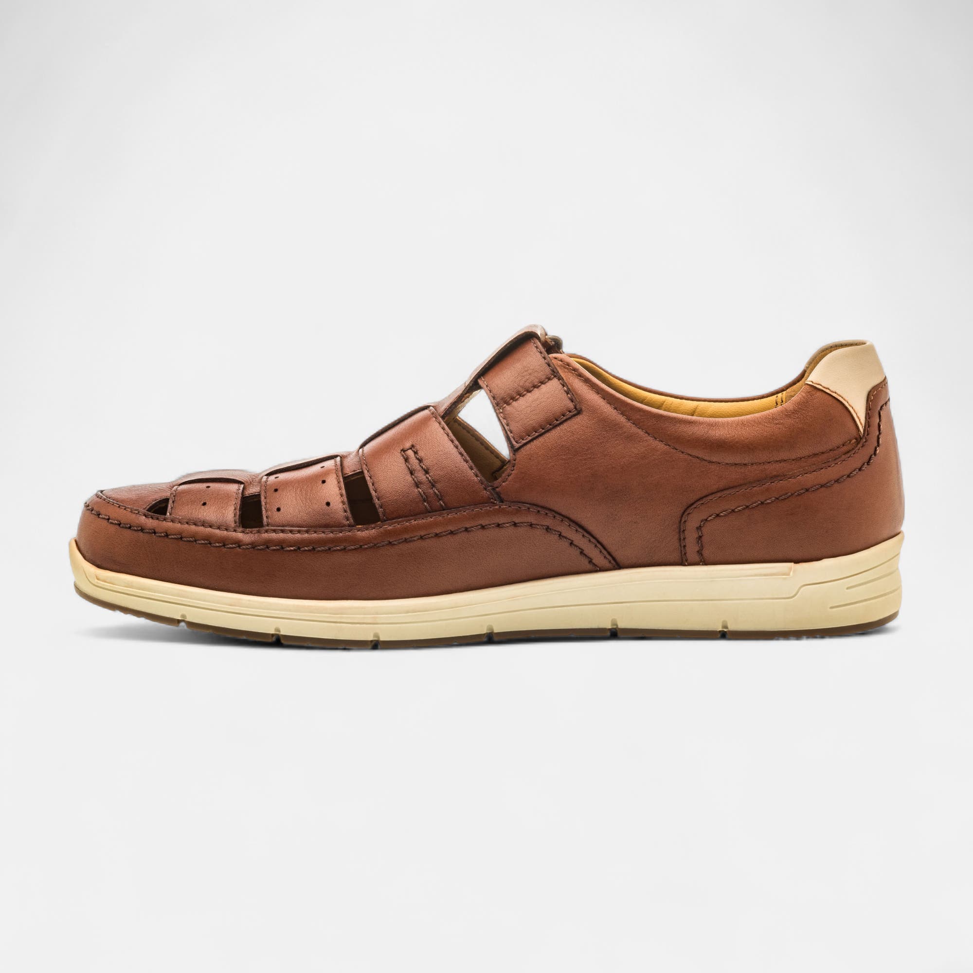 Nu-pieds confort Homme en cuir cognac