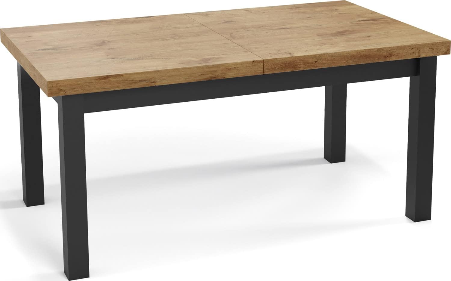 WFL GROUP Moderner Rechteckiger Ausziehbarer Esstisch - Platzsparend - Schwarze Holzbeine - 200 bis 300 cm - Hergestellt in EU - 200 x 100 cm - Lancelot Eiche