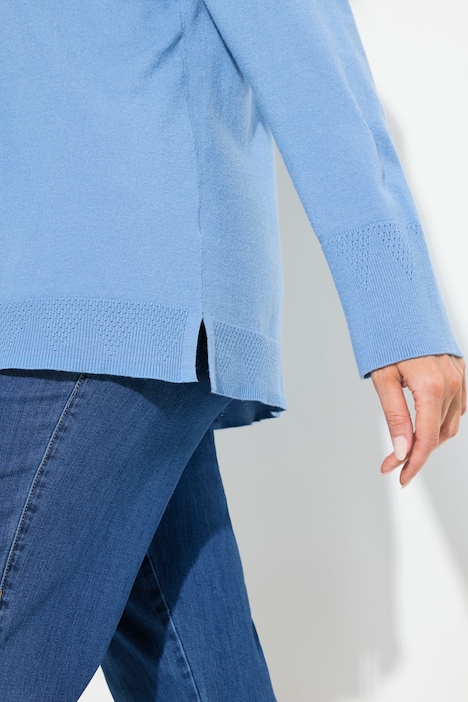 Rollkragenpullover, breite Rippbündchen, Langarm