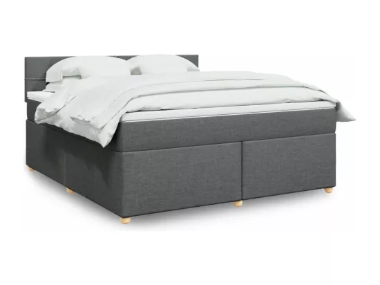 Sommier à lattes de lit avec matelas Gris foncé 180x200cm Tissu