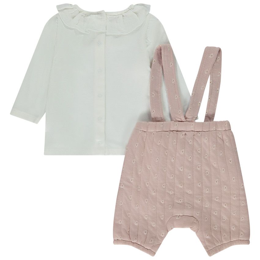 Ensemble 2 pièces avec bloomer à bretelles pour bébé fille - Ecru